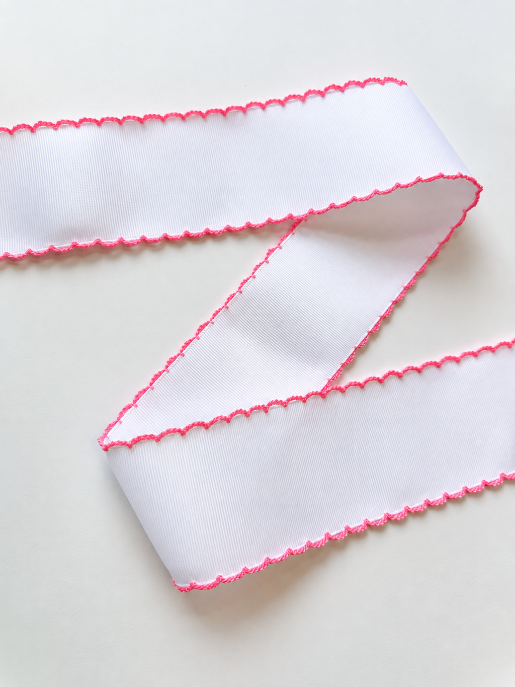 White w/ Pearl Pink Moonstitch