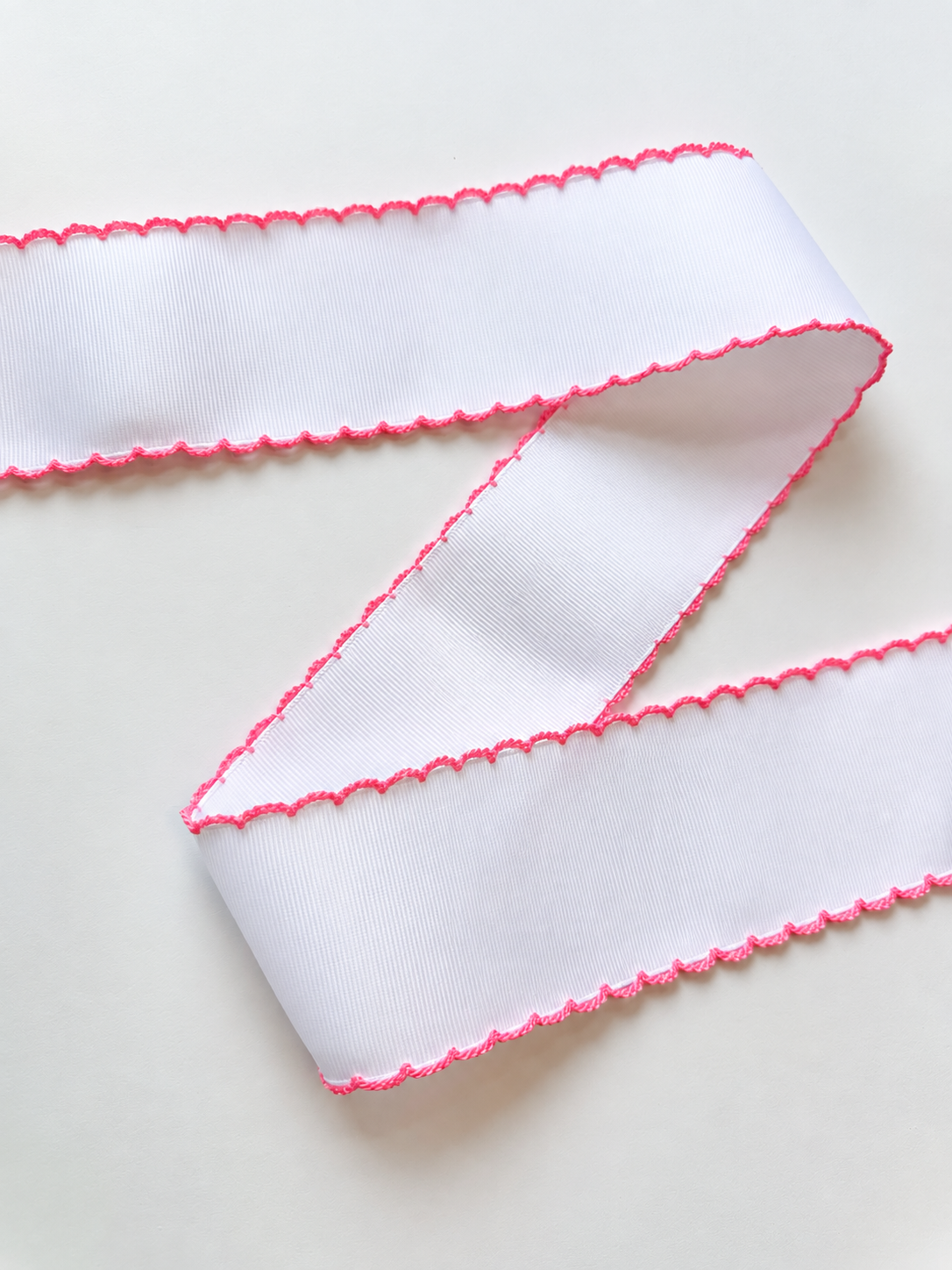 White w/ Pearl Pink Moonstitch