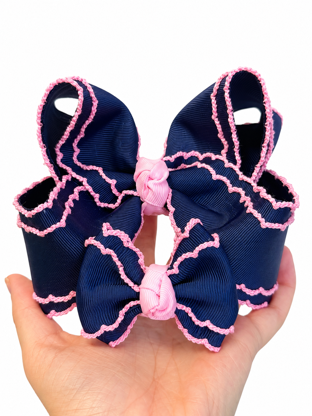 Navy Moonstitch Bow Sister Bundle