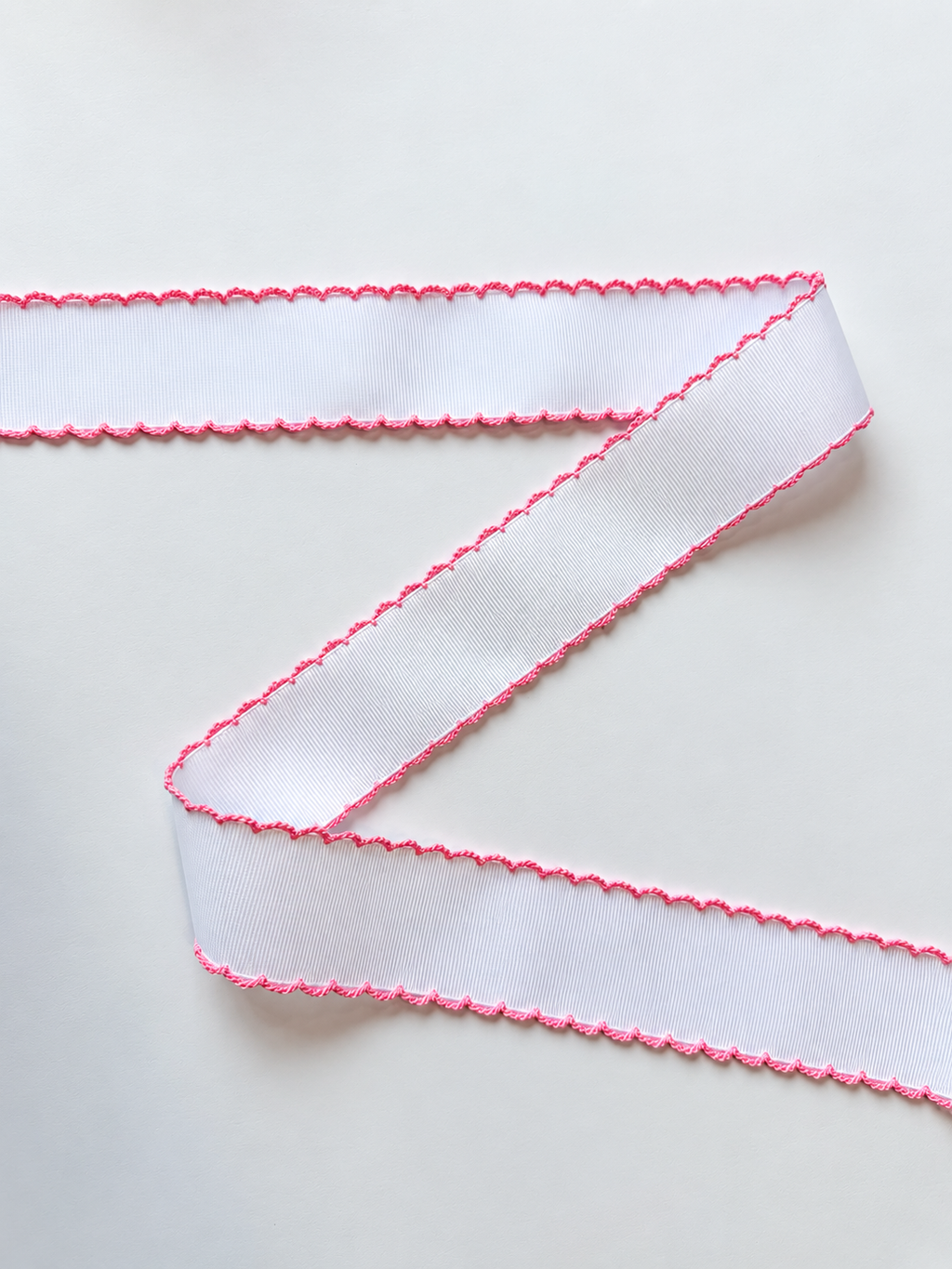White w/ Pearl Pink Moonstitch