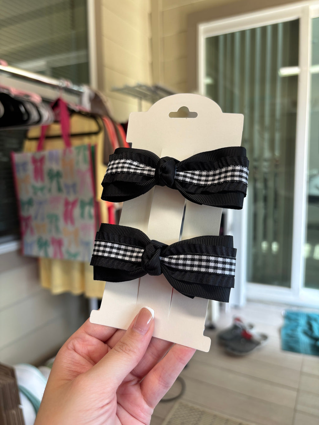 3” Black Gingham Bowtie Piggies