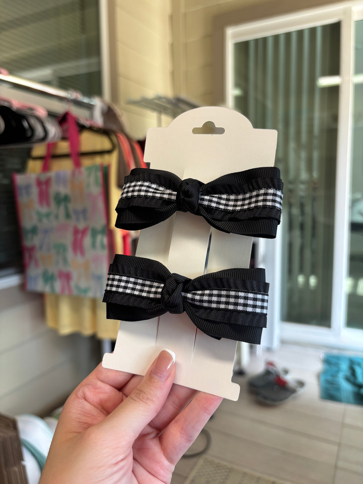 3” Black Gingham Bowtie Piggies