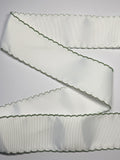 White Grosgrain with Spring Moss Moonstitch